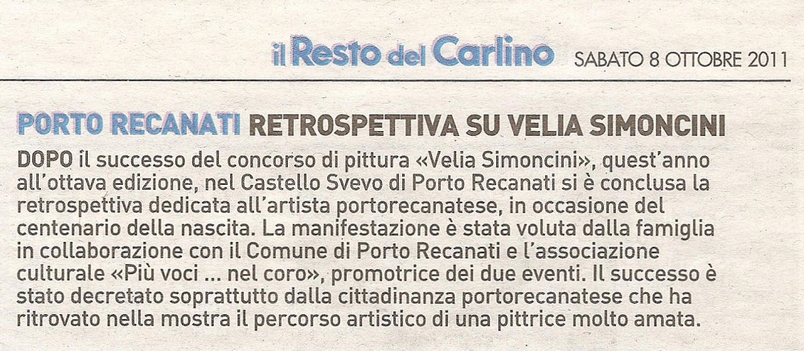 retrospettiva il Resto del Carlino - Velia Simoncini